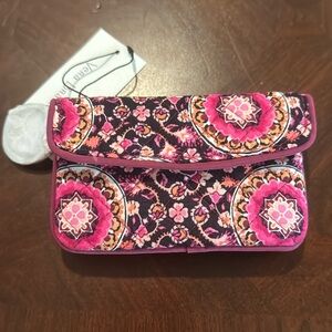 Original Vera Bradley Jen Zip ID/ Key Ring- Rasberry Medallion